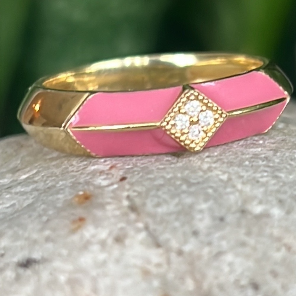 Jude Francis 18 karat gold enamel diamond ring